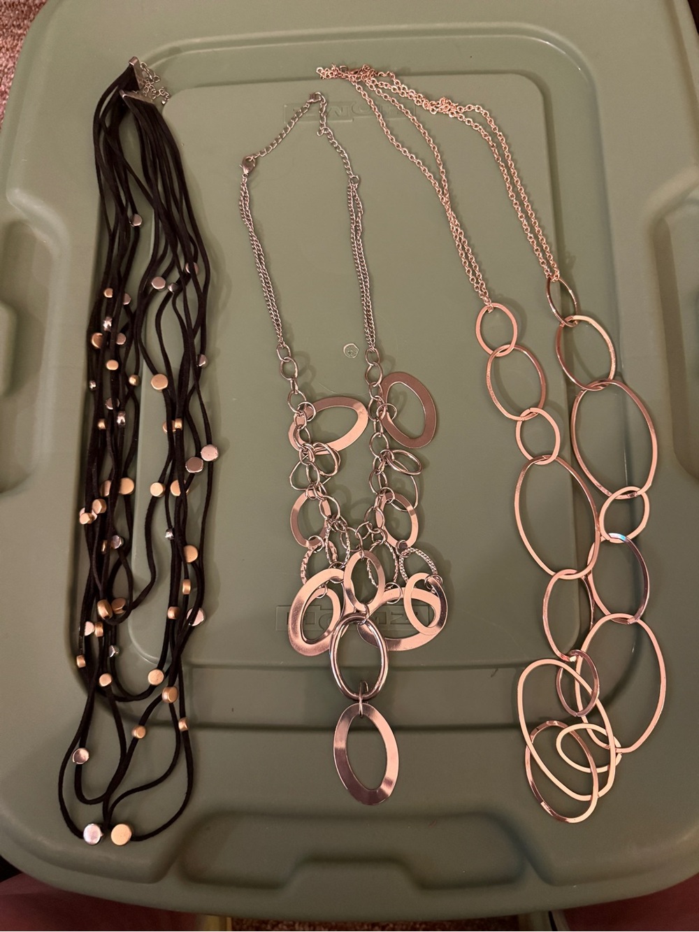 Triple Women's Necklace Set in Black and Silver - Fashion Layered Styles